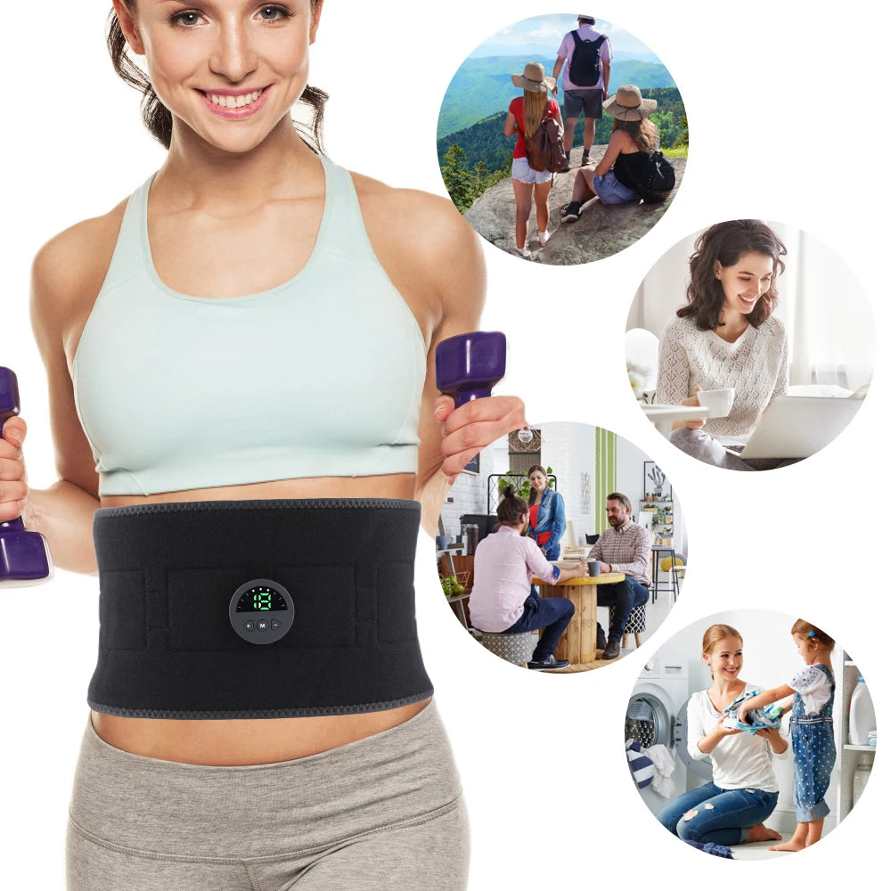 EMS 9 Gears Abdominal Muscle Stimulator Training Belt Trainer  Abdominal Fitness Home Exercise Weight Loss Fitness Massager